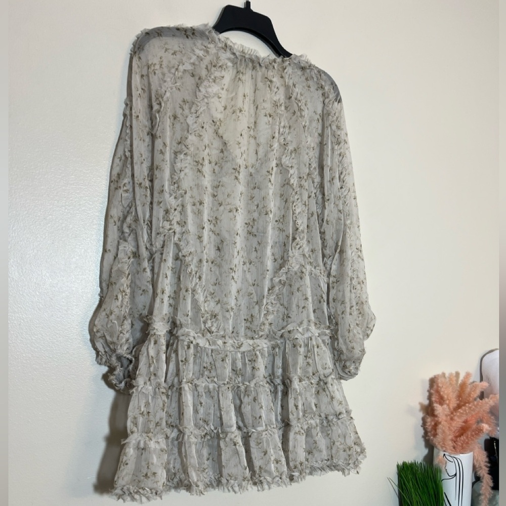 O.P.T Chiffon Floral Ruffle Rhea Long Sleeve Mini Dress Small - Picture 10 of 11